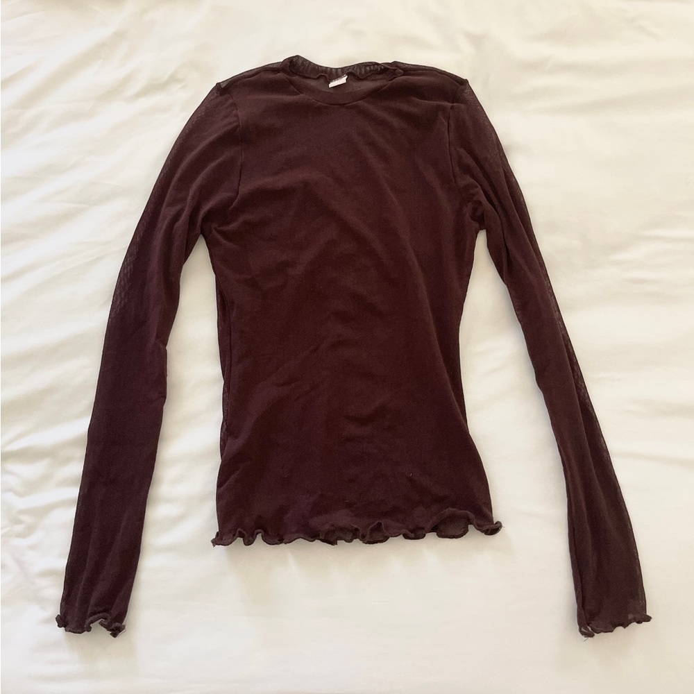 BROWN MESH TOP